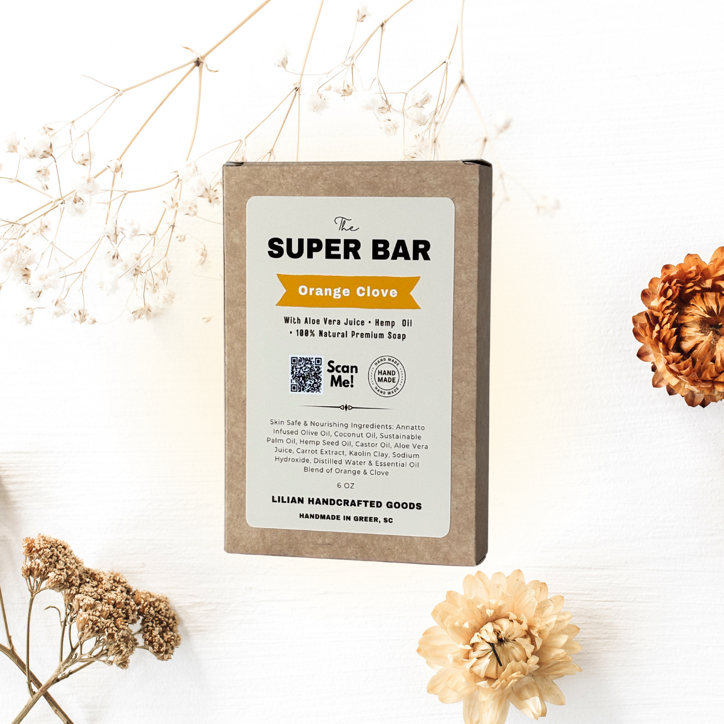 The Super Bar - Orange Clove 6 Oz Soap Bar - All Natural